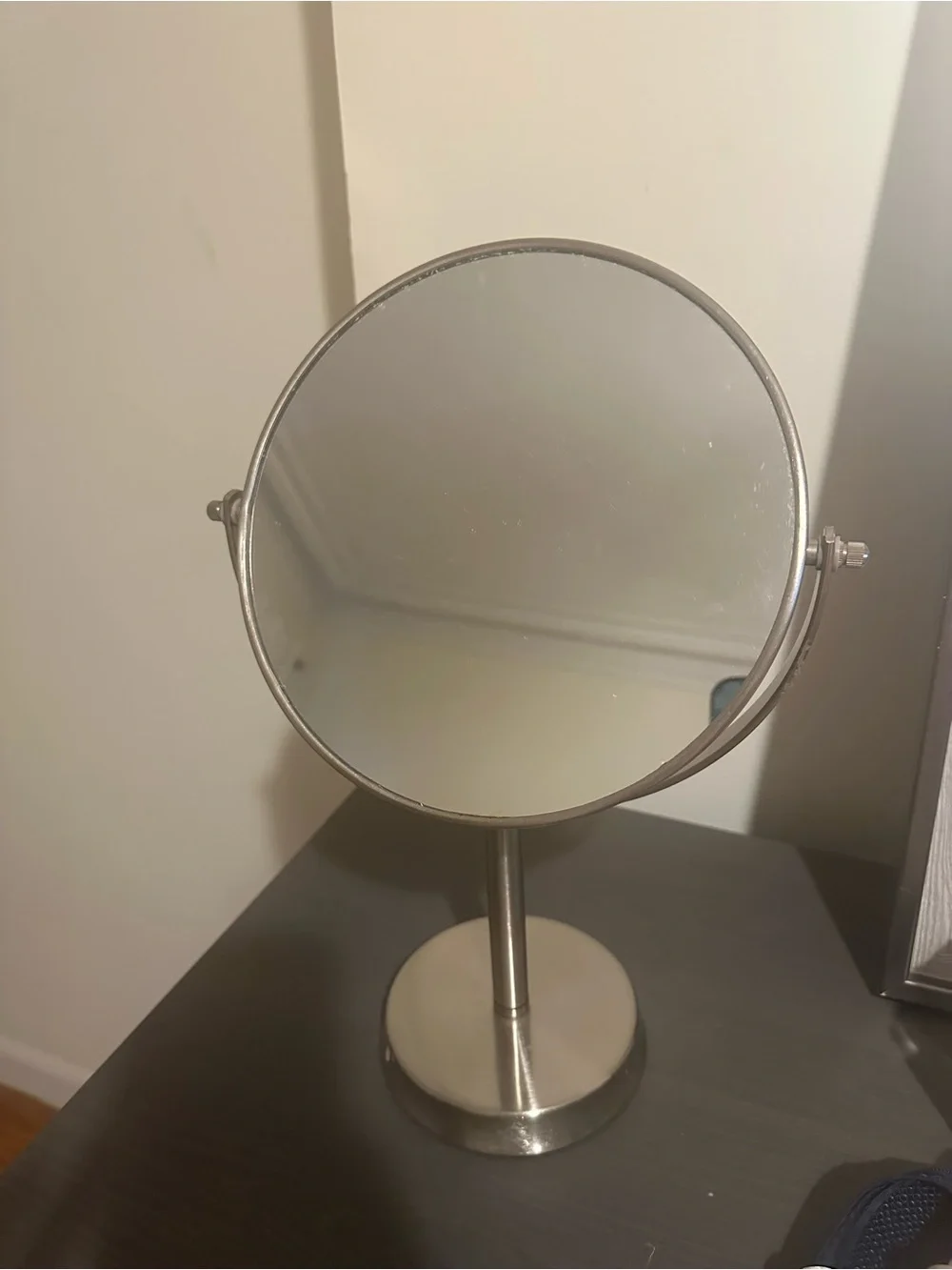 Metallic Silver Double-Sided Vanity Mirror - Home Bath